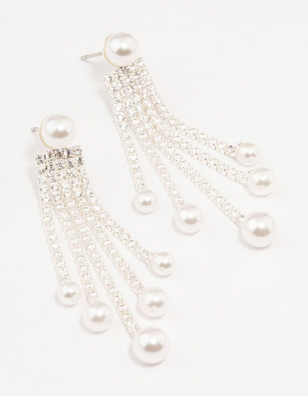 Silver Plated Cupchain & Pearl Drop Earrings