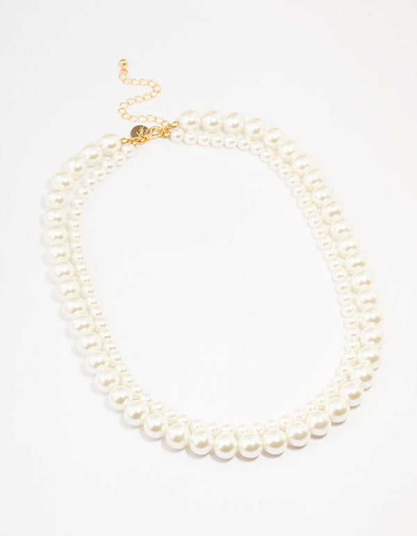 Gold Plated Freshwater Pearl Strand  Necklace
