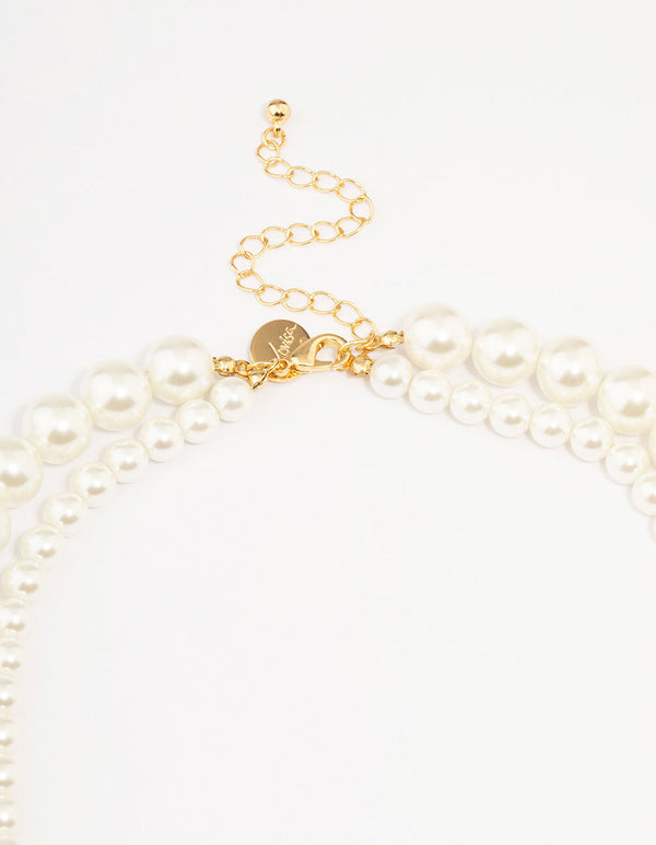 Gold Plated Freshwater Pearl Strand  Necklace