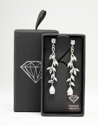 Silver Cubic Zirconia Vine Leaf Drop Earrings - link has visual effect only