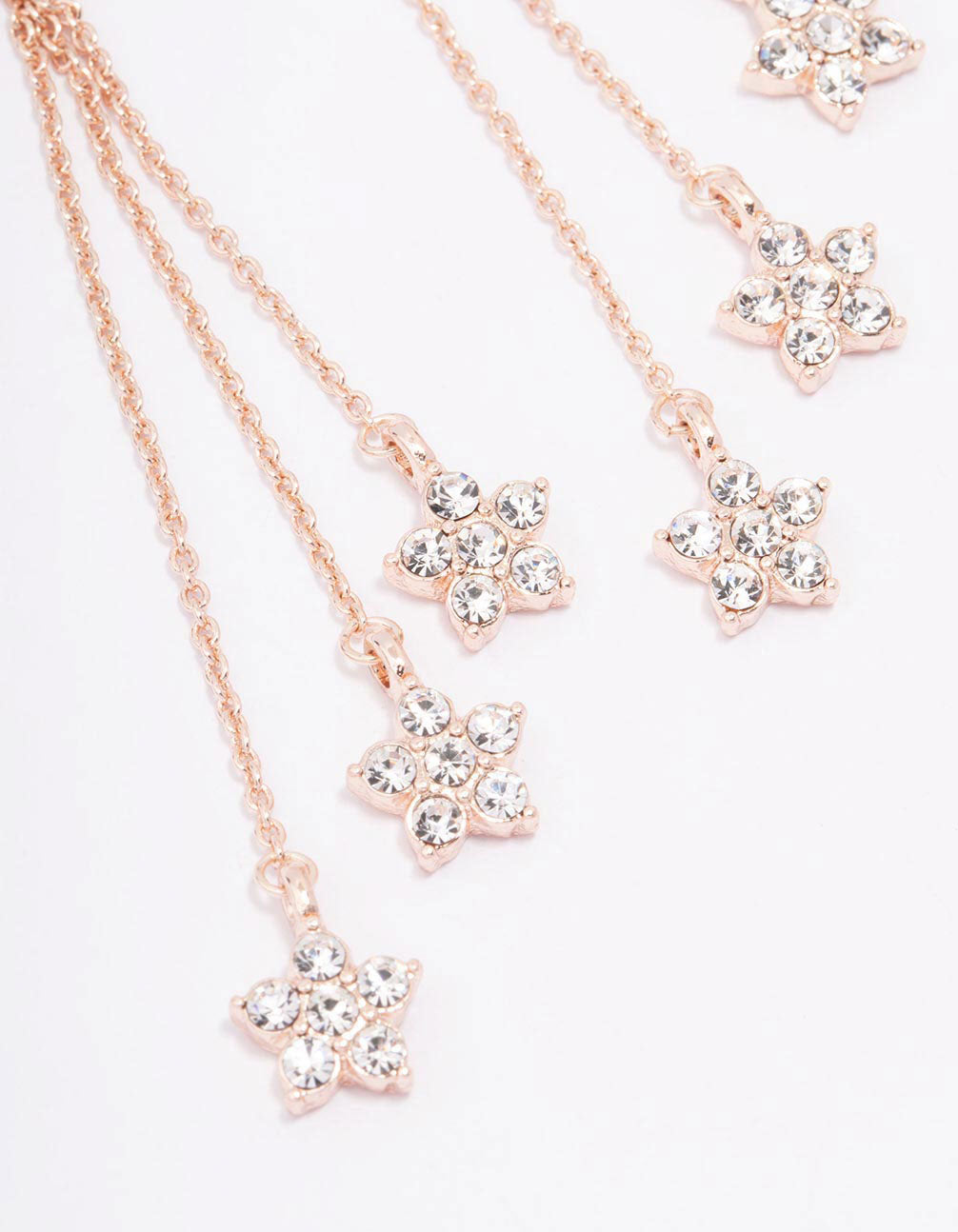 Rose Gold Celestial Triple Row Drop Earrings