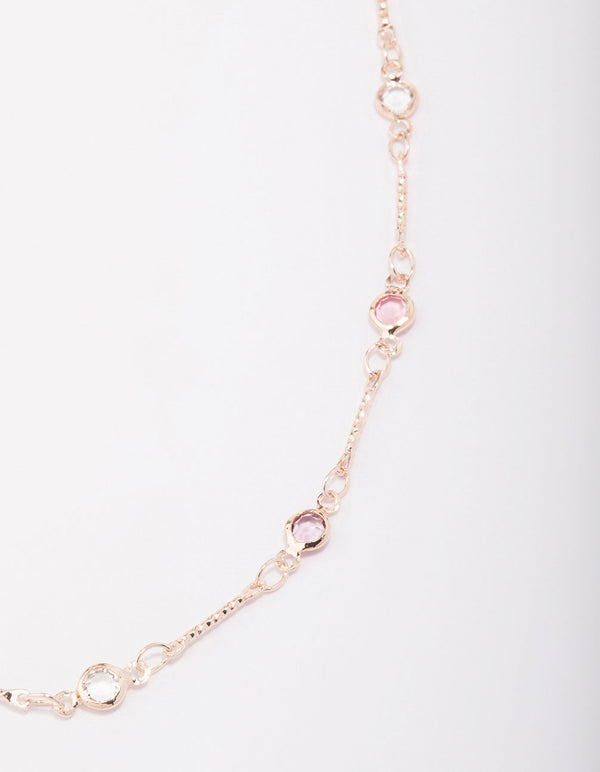 Rose Gold Stone Multi Necklace