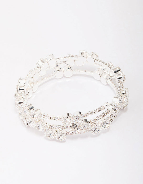 Rhodium Diamante Layered Bracelet
