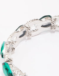 Rhodium Emerald Diamante Stretch Bracelet - link has visual effect only