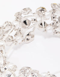 Rhodium Diamante Pearl Stretch Bracelet - link has visual effect only