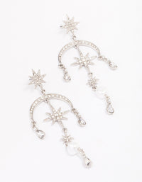 Rhodium Celestial & Pearl Drop Earrings - link has visual effect only