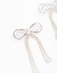 Silver Large Diamante Bow Drop Earrings - link has visual effect only