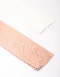 Ivory & Pink Ribbed Fabric Headband Pack - link has visual effect only
