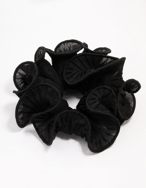 Black Crinkle Fabric Statement Scrunchie