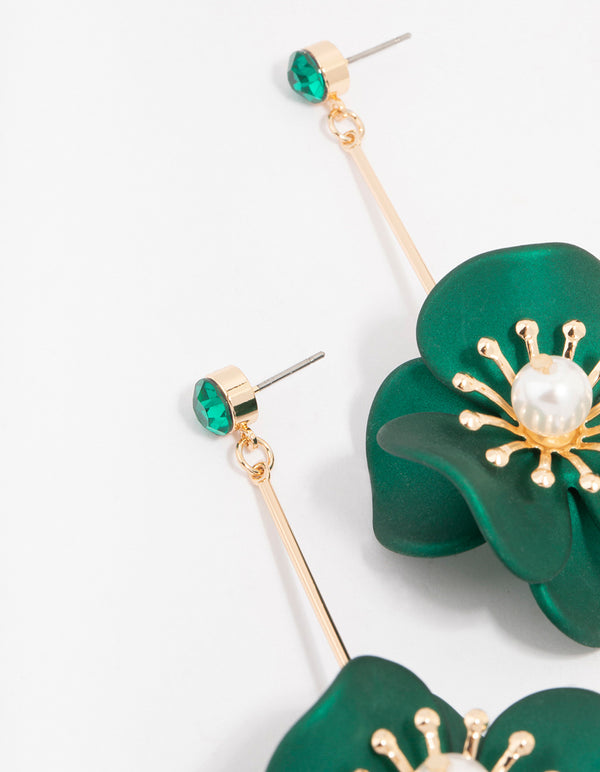 Smooth Coated Flower Drop Earrings