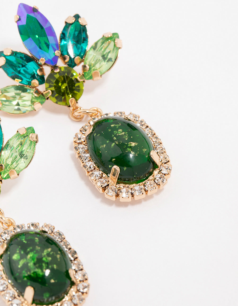Gold Plated Multicoloured Stone Drop Earrings