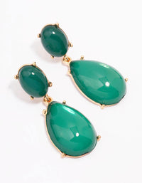 Gold Oval Stone Drop Earrings - link has visual effect only