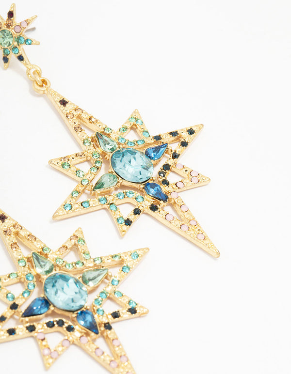 Gold Celestial Multi Drop Earrings