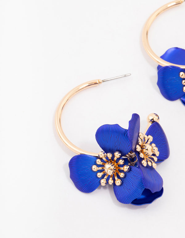 Coated Floral Stem Drop Earrings