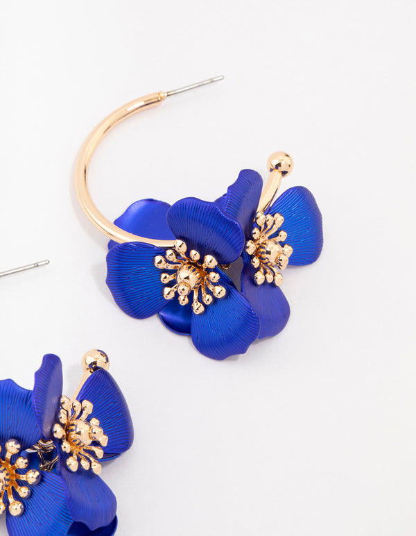 Coated Floral Stem Drop Earrings