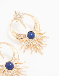 Gold Celestial Blue Stone Drop Earrings - link has visual effect only