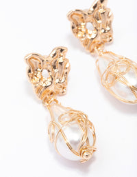 Gold Butterfly & Pearl Drop Earrings - link has visual effect only