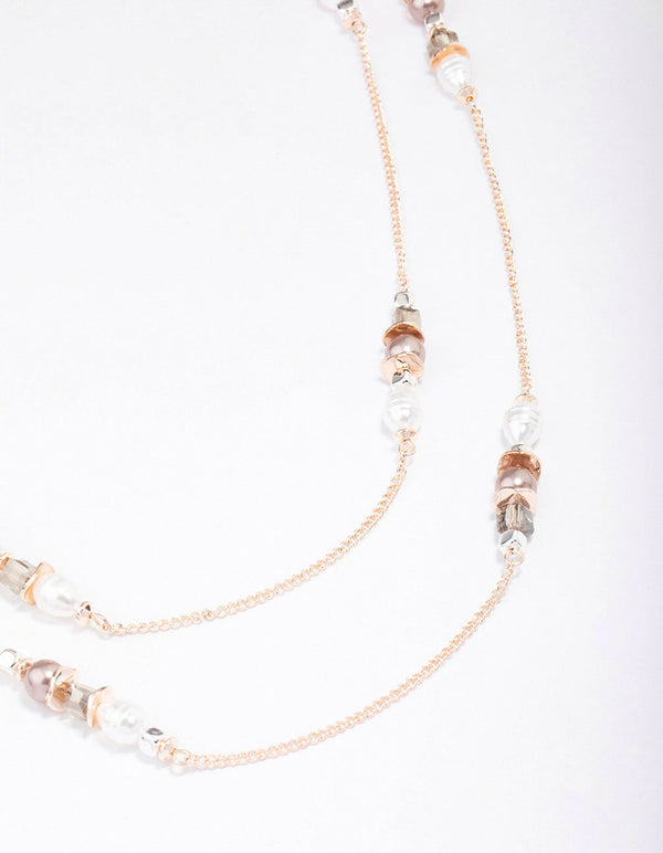 Rose Gold Beaded Layered Necklace