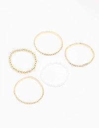 Gold Beaded Stretch Bracelet - link has visual effect only