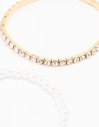 Gold Beaded Stretch Bracelet - link has visual effect only