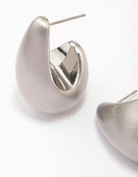 Silver Midi Matte Pear Hoop Earrings - link has visual effect only