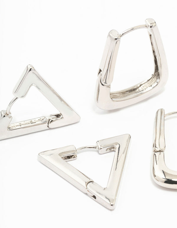 Silver Triangular Hoop Earring Pack