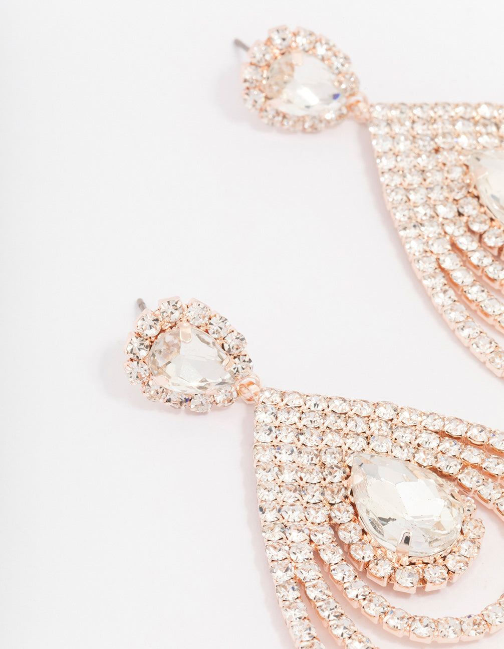 Rose Gold Layered Pear Drop Earrings