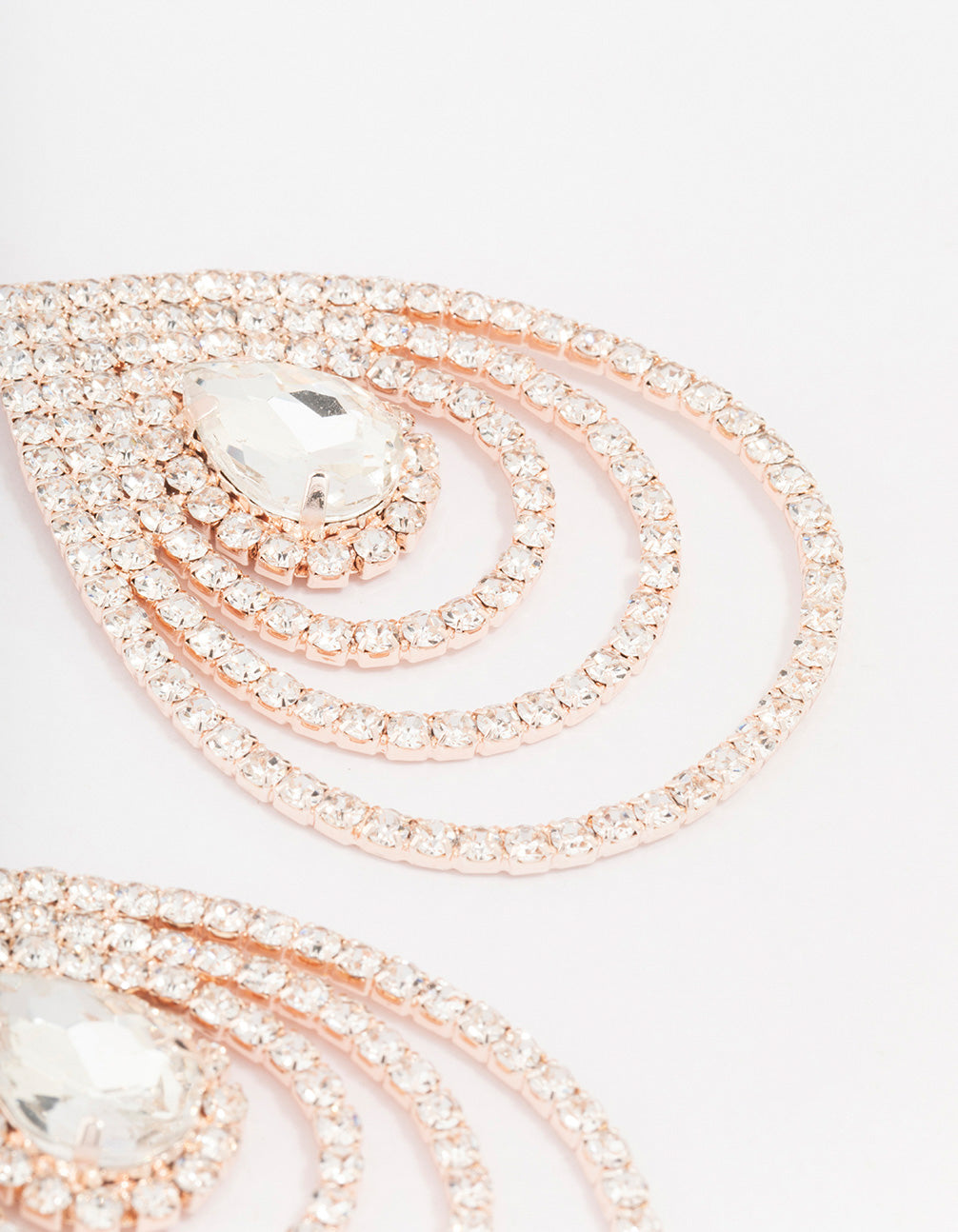 Rose Gold Layered Pear Drop Earrings