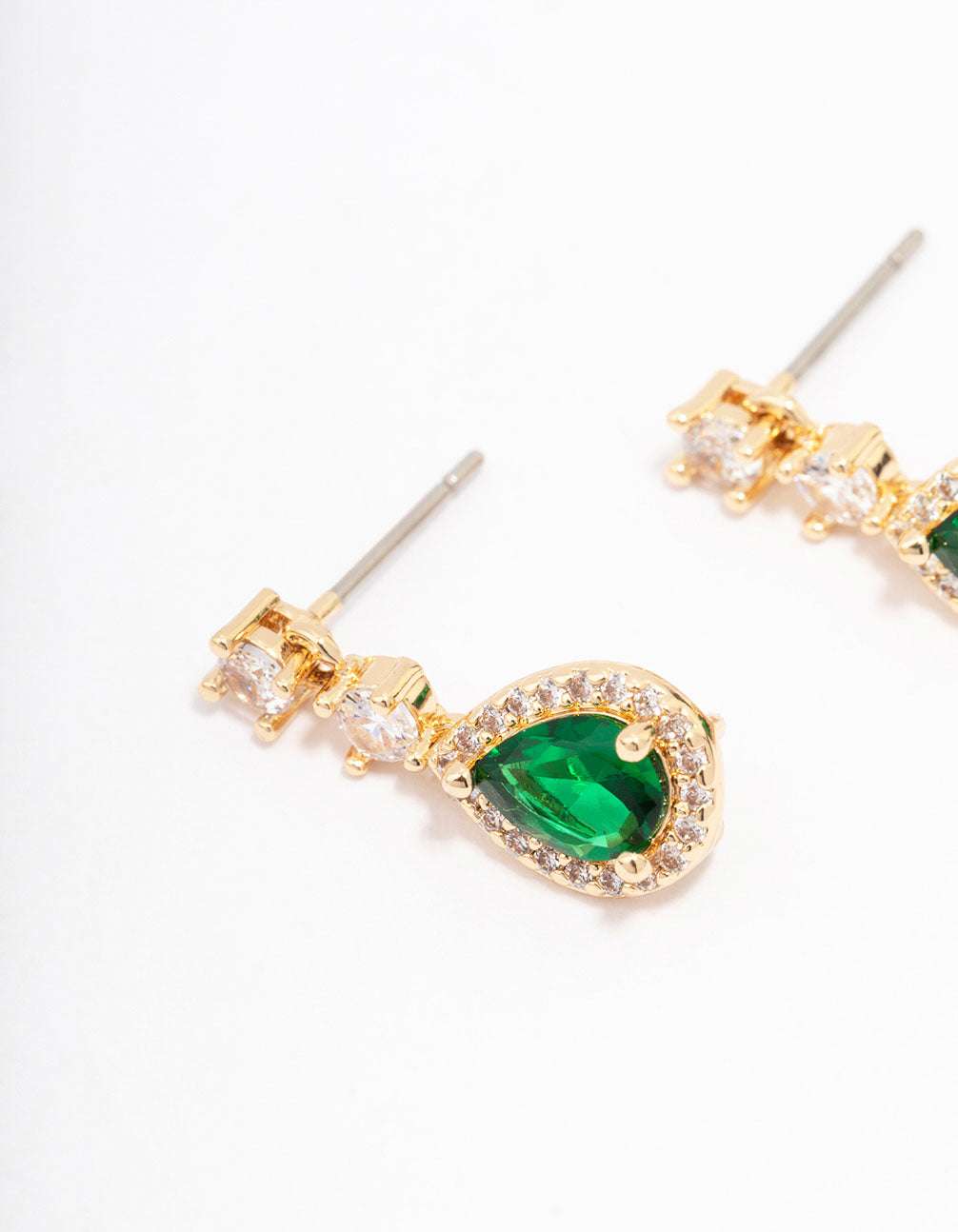 Gold Cubic Zirconia Petite Pear Drop Earrings