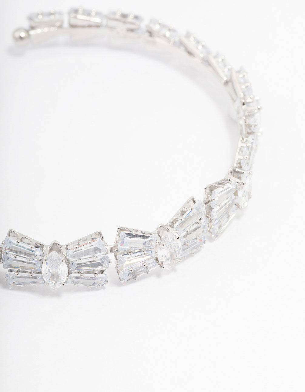Silver Cubic Zirconia Bow Wrist Cuff