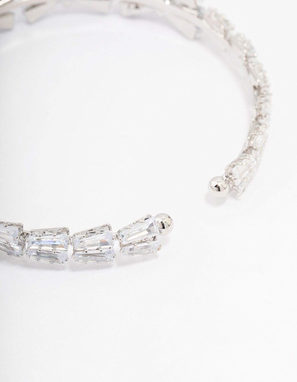 Silver Cubic Zirconia Bow Wrist Cuff