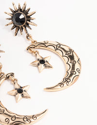 Antique Gold Stone Celestial Drop Earrings - link has visual effect only