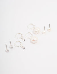 Silver Plated Brass  Freshwater Pearl Earring 4-Pack - link has visual effect only