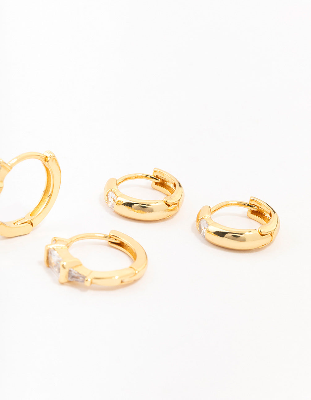 Gold Plated Brass Boho Baguette Earring 3-Pack