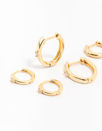 Gold Plated Brass Graduating Cubic ZIrconia Hoop Earrings - link has visual effect only