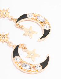 Gold Diamante Celestial Drop Earrings - link has visual effect only