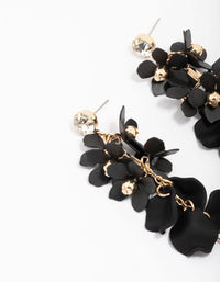 Gold & Black Petal Diamante Chain Drop Earrings - link has visual effect only