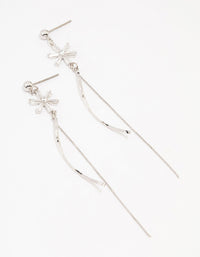 Rhodium Cubic Zirconia Double Flower Drop Earrings - link has visual effect only