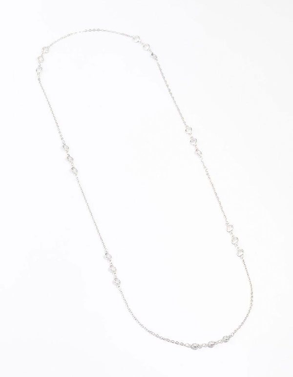 Silver Cubic Zirconia Lariat Necklace