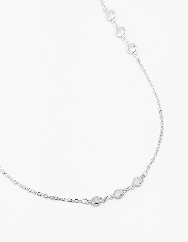 Silver Cubic Zirconia Lariat Necklace