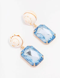 Gold Genuine Shell & Diamante Drop Earrings - link has visual effect only