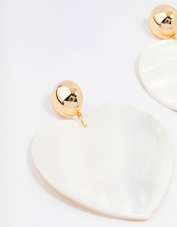 Large Shell Heart Drop Earrings