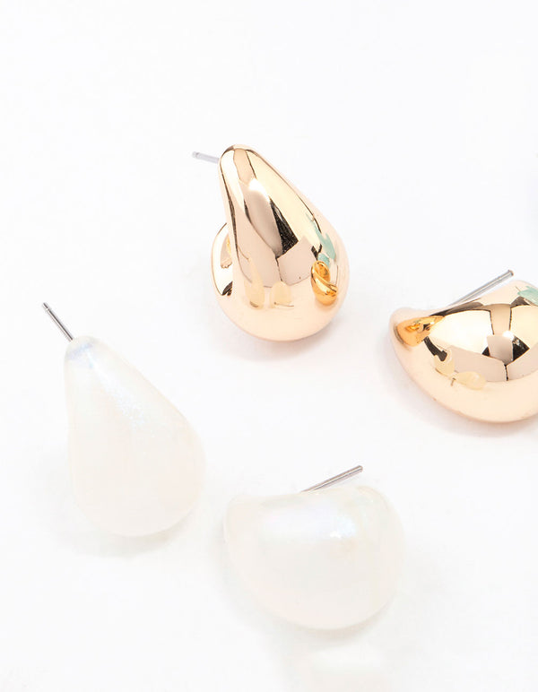 Gold Small Mixed Hoop Earrings 3-Pack