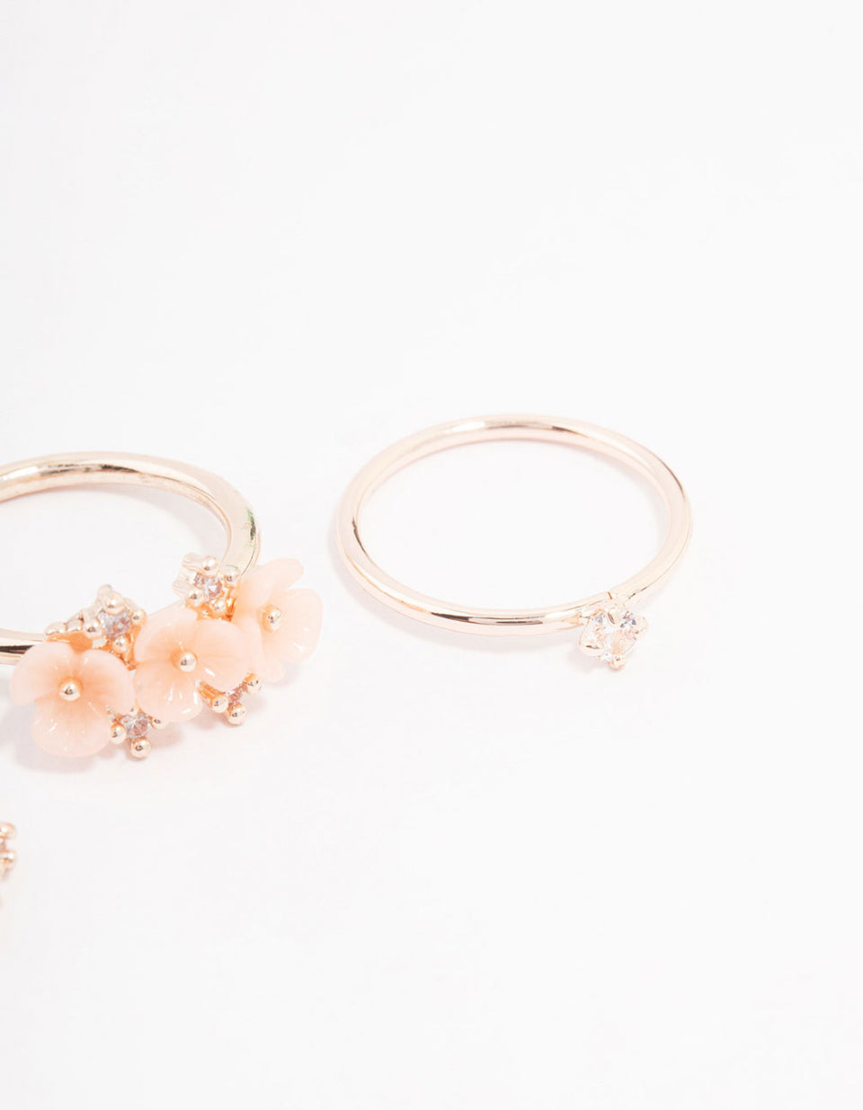 Rose Gold Plated Triple Flower Stacking Ring Pack - Lovisa