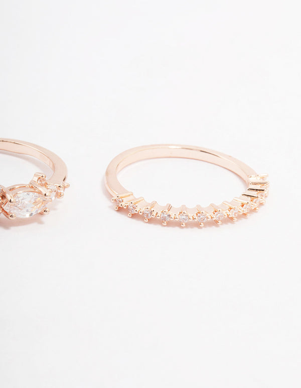 Rose Gold Marquise Stacking Ring 3-Pack