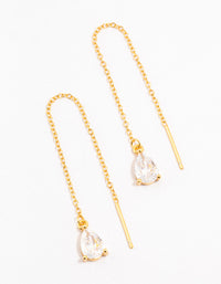 Gold Plated Sterling Silver Cubic Zirconia Pear Drop Earrings - link has visual effect only
