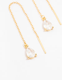 Gold Plated Sterling Silver Cubic Zirconia Pear Drop Earrings - link has visual effect only