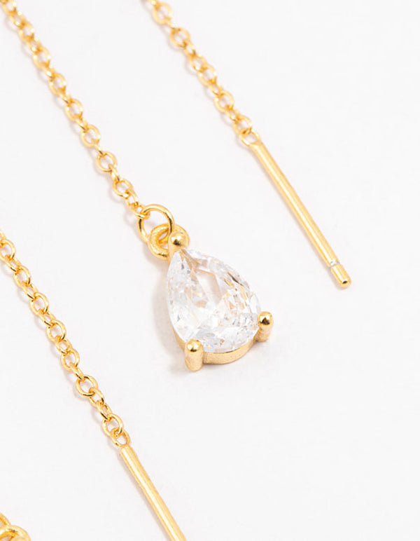 Gold Plated Sterling Silver Cubic Zirconia Pear Drop Earrings