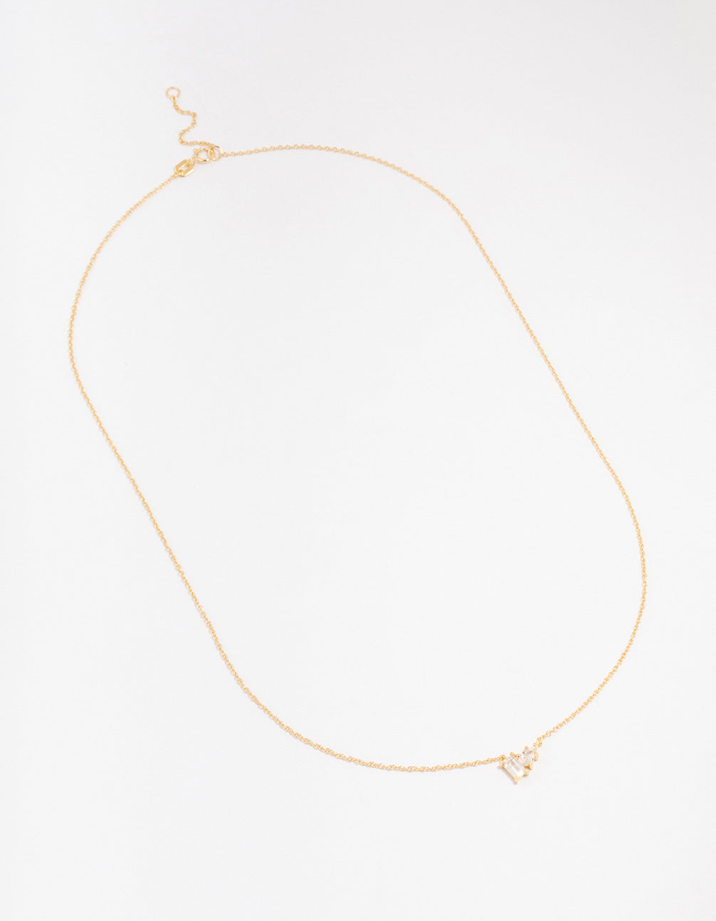 Gold Plated Sterling Silver Cubic Zirconia  Pear Pendant Necklace