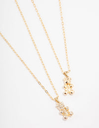 Gold Diamante Teddy Pendant Necklace Pack - link has visual effect only